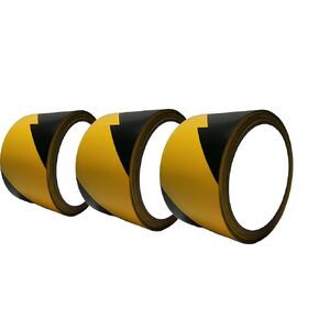 3 Rolls of 55MMx33M Black & Yellow Hazard Tape Warning Safety Stripe Tape for Floor Marking Adhesive and Abrasion Resistant, Ideal Protective Tape for Walls, Floors, Pipes and Equipment.