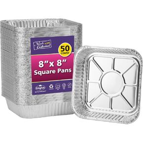 8x8 Aluminum Pans With Lids (10 Pack) 8 Inch Foil Pans With Covers - Cake Pans - Aluminum Square Pans With Lids - Disposable Food container - great For Cake Baking, Cooking, Freezing, Prepping Food