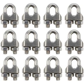 12 Pack 1/4 Inch M6 Wire Rope Cable Clip Clamp Stainless Steel U Bolt Saddle Fastener