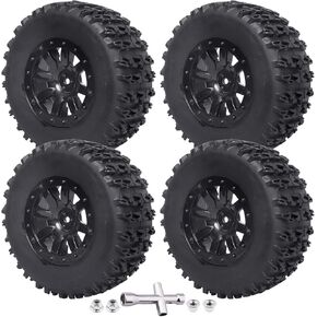 1/10 Short Course Truck Tires and Wheels Tyres for Traxxas HSP Tamiya HPI Kyosho Losi Redcat Racing RC Model Car, Set of 4 (Style A)
