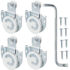 Closet Door Rollers, Sliding Door Hardware Kit, Adjustable Door Hooks Screws, Smooth, Quiet, Sliding Closet Door Rollers Replacement with Spare Screws and Tools (Silver-6Pack)
