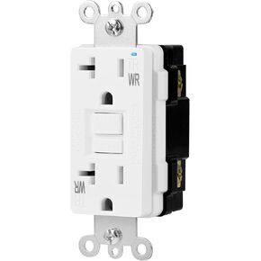 Amazon Basics Weather-Resistant GFCI Receptacle with LED Indicator, 20 Amp, White