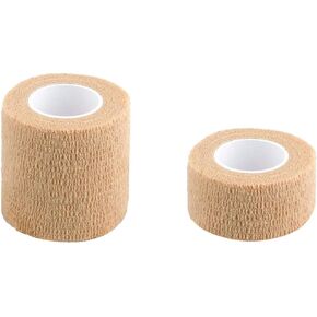 2 Pack Brown Self Adhesive Bandage，1 Inch and 2 inch Athletic Tape Breathable Elastic Cohesive Bandages, Vet Wrap Sports Tape for First Aid, Wrist Sprains Protection Bandage.