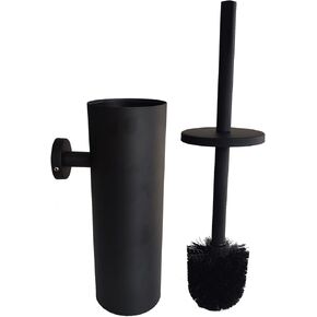 Toilet Brush and Holder Freestanding with Lid 304 Stainless Steel Toilet Bowl Cleaners Brush and Holder Set (Black)
