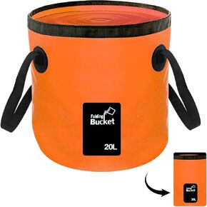 MIZORLIE (2Pack) Collapsible Buckets, Camping Water Storage Container 5 Gallon(20L) Portable Folding Bucket Wash Basin for Travelling Camping Hiking Fishing Boating Gardening (Blue + Orange)