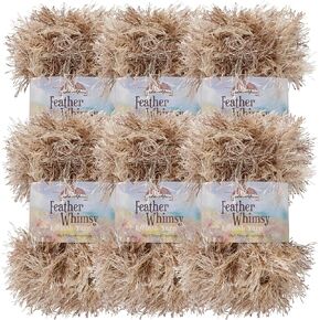 JubileeYarn Feather Whimsy Eyelash Yarn - 50g/Skein Fine Polyester Fur - Shades of Brown - 4 Skeins