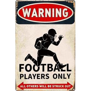 Football Metal Sign Warning Football Players Only All Others Will Be Struck Out Tin Signs Football Poster Gifts for Kids Boys Bedroom Wall Art Decor 8x12 Inches in Saudi Arabia