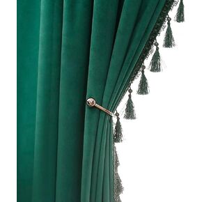 Black Velvet Curtains 63 inch Length Blackout Curtains for Bedroom Rod Pocket Window Curtains with Tassels Light Blocking Thermal Insulation Drapes for Living Room Set of 2 Panels 52"x63"