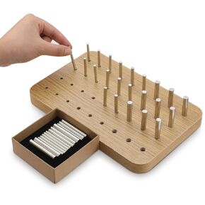 36 Hole Wooden Pegboard for Finger Dexterity with 4mm/6mm/8mm Iron Pegs Hand Rehabilitation Board Wood Peg Board for Improving Fine Motor Skills and Hand Eye Coordination