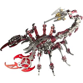 UpGLeuch Colorful 3D Metal Puzzles for Adults Scorpion Metal Model Kits, DIY Building Toy 3D Metal Scorpion Model with Tool, Stainless Steel Desktop Toy Gifts for Adults (Red)