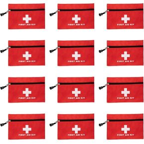 Red First Aid Bag Small First Aid Kit Empty Medical Storage Bag for First Aid Kits Pack Emergency Hiking Backpacking Camping Cycling Travel Car (Red 6.3x4.3 12PCS)