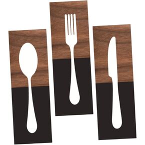 3pcs Wooden Kitchen Utensils Wall Sign Wooden Utensils Wall Sign House Number Plaques Big Fork Spoon Wall Decor Kitchen Wall Art Wood Signs Wood Hanging Plaque Cutting Board Rural