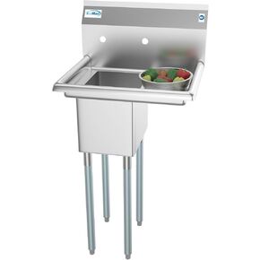 KoolMore 1 Compartment Stainless Steel NSF Commercial Kitchen Prep & Utility Sink with Drainboard - Bowl Size 10" x 14" X 10"