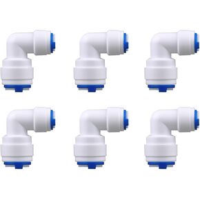 6PCS Water Filter Adaptor 3 Point to 2 Point L Type Fitting with Clip Water Filter Reducing Elbow Plug-in Accessory Connector For Reverse Osmosis Water System Housing White