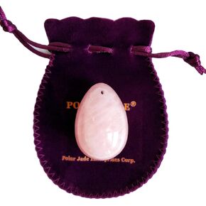 Yoni Egg of Rose Quartz, Drilled, Medium, with Certificate and Instructions, Pink Love Stone, for Women to Strengthen Pelvic Floor Muscles and Counter Stress Adult Urinary Incontinence by Polar Jade