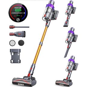 Cordless Vacuum Cleaner, 450W 40KPA Stick Vacuum Rechargeable with LED Headlight, UP to 55 Minutes, Cordless Stick Vacuum Cleaner with Storage Wall Mount for Home Pet Hair Hardwood Floor Tile