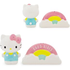 Sanrio Hello Kitty and Mimmy Ceramic Salt and Pepper Shakers, Set of 2 | Spice Dispenser Storage Canisters