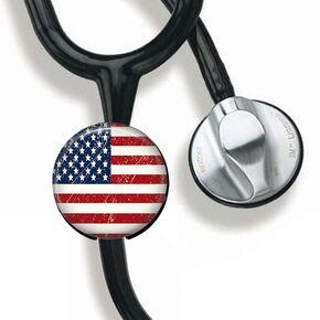 CHNLML Stethoscope Name Tag Nurse Doctor Stethoscope ID Tag Customized Steth ID Tag (Blue Thin Line Flag)