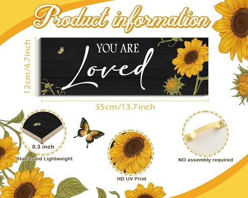 3 Pieces Sunflower Wooden Hanging Wall Art Positive Quotes You Are Enough Inspirational Word Sign Decors For Teen Girls Women Room (Sunflower 4.7 x 13.7 inch) in Saudi Arabia