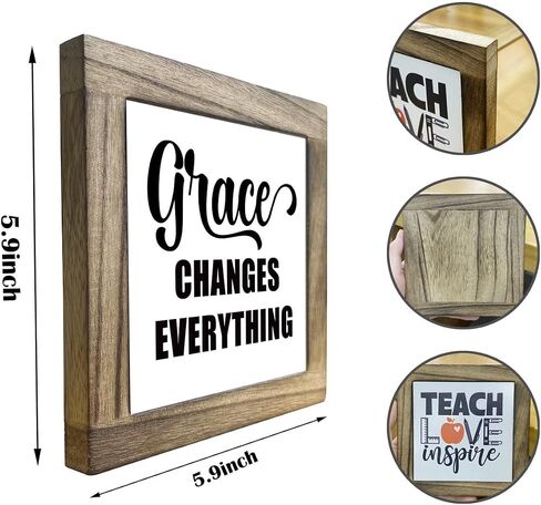 Grace Changes Everything Box Sign, Wooden Plaque Gift Tabletop, Grace Table Sign, Decorative Wood Block Plaque, Girls Room Decor, Elegant Decoration for Home Farmhouse, Gifts for Women in Saudi Arabia