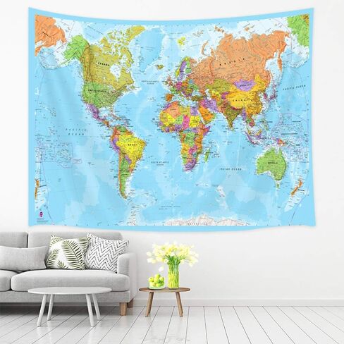 JAWO Map Tapestry, World Map Tapestries, Wall Art Hanging for Bedroom Living Room Dorm School Classroom, Great Tool for Students and Teachers 60X40Inches Wall Blankets in Saudi Arabia