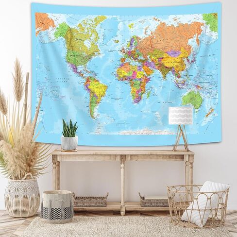 JAWO Map Tapestry, World Map Tapestries, Wall Art Hanging for Bedroom Living Room Dorm School Classroom, Great Tool for Students and Teachers 60X40Inches Wall Blankets in Saudi Arabia