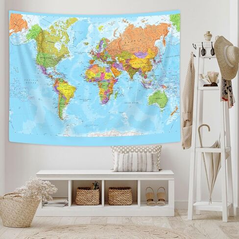 JAWO Map Tapestry, World Map Tapestries, Wall Art Hanging for Bedroom Living Room Dorm School Classroom, Great Tool for Students and Teachers 60X40Inches Wall Blankets in Saudi Arabia