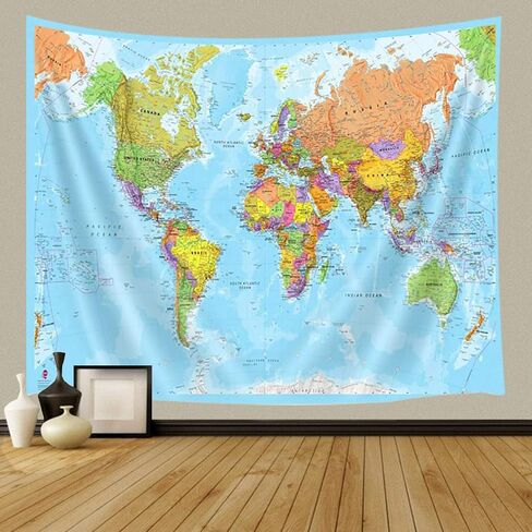 JAWO Map Tapestry, World Map Tapestries, Wall Art Hanging for Bedroom Living Room Dorm School Classroom, Great Tool for Students and Teachers 60X40Inches Wall Blankets in Saudi Arabia