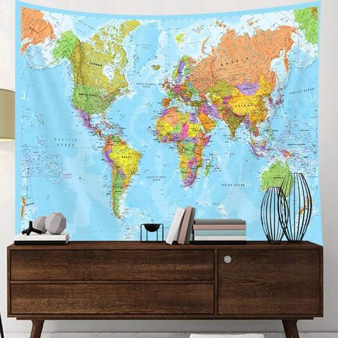 JAWO Map Tapestry, World Map Tapestries, Wall Art Hanging for Bedroom Living Room Dorm School Classroom, Great Tool for Students and Teachers 60X40Inches Wall Blankets in Saudi Arabia