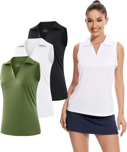 Xelky Sleeveless V Neck Polo Shirts for Women Quick Dry Collared Golf Shirts Athletic Lightweight Tennis Tank Tops in Saudi Arabia