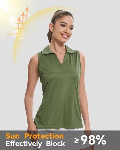Xelky Sleeveless V Neck Polo Shirts for Women Quick Dry Collared Golf Shirts Athletic Lightweight Tennis Tank Tops in Saudi Arabia
