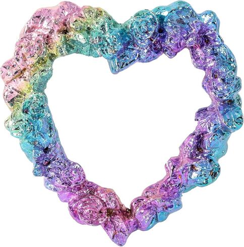 Amogeeli Heart-Shaped Bismuth Crystal Collection, Metallic Stone Mineral Specimen for Reiki Wicca Decoration Wire Wrapping in Saudi Arabia
