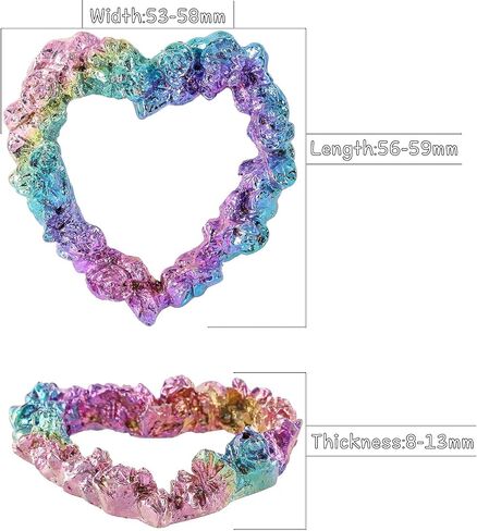 Amogeeli Heart-Shaped Bismuth Crystal Collection, Metallic Stone Mineral Specimen for Reiki Wicca Decoration Wire Wrapping in Saudi Arabia