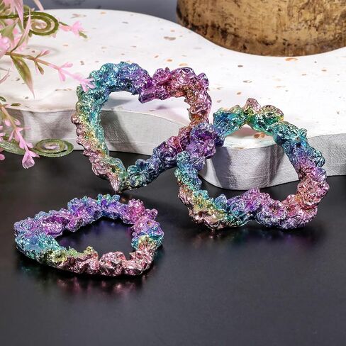 Amogeeli Heart-Shaped Bismuth Crystal Collection, Metallic Stone Mineral Specimen for Reiki Wicca Decoration Wire Wrapping in Saudi Arabia