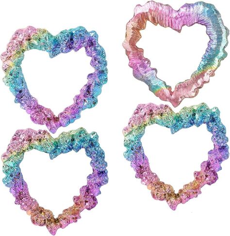Amogeeli Heart-Shaped Bismuth Crystal Collection, Metallic Stone Mineral Specimen for Reiki Wicca Decoration Wire Wrapping in Saudi Arabia