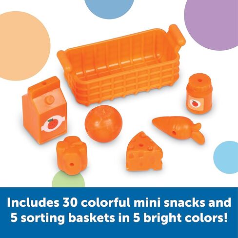 Learning Resources Sorting Snacks Mini Fridge ,51 Pieces, Ages 3+, Toddler Toys, Educational Toys, Snack Toys,Plastic Food Toys,Kids Kitchen Accessories in Kuwait