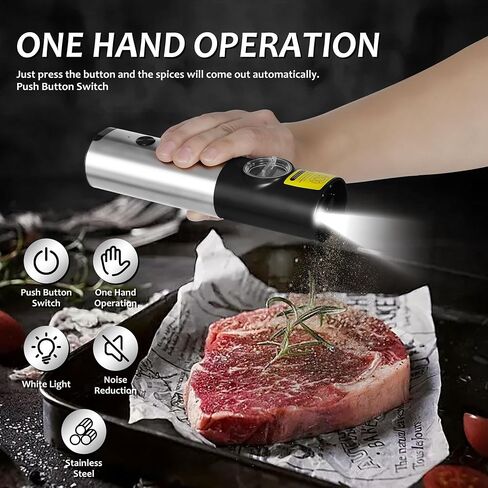 Pack of 2 Salt and Pepper Grinder Set Rechargeable, RECREROC Manual Adjustable Coarseness electric salt and pepper grinder set,with LED Light,for Kitchen,Restaurant, Picnic outdoors at night in Saudi Arabia