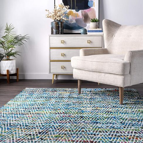 nuLOOM Rochell Hand Woven Chevron Runner Rug, 2' 6" x 6', Green in Saudi Arabia