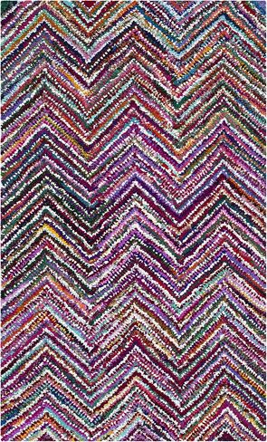 SAFAVIEH Nantucket Collection Area Rug - 5' x 7'6", Multi, Handmade Boho Chevron Cotton, Ideal for High Traffic Areas in Living Room, Bedroom (NAN311A) in Saudi Arabia