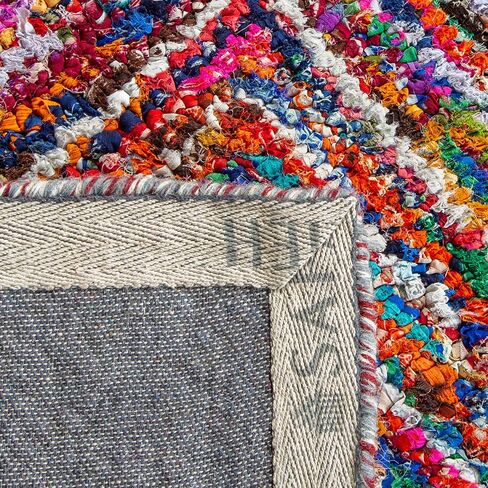 SAFAVIEH Nantucket Collection Area Rug - 5' x 7'6", Multi, Handmade Boho Chevron Cotton, Ideal for High Traffic Areas in Living Room, Bedroom (NAN311A) in Saudi Arabia