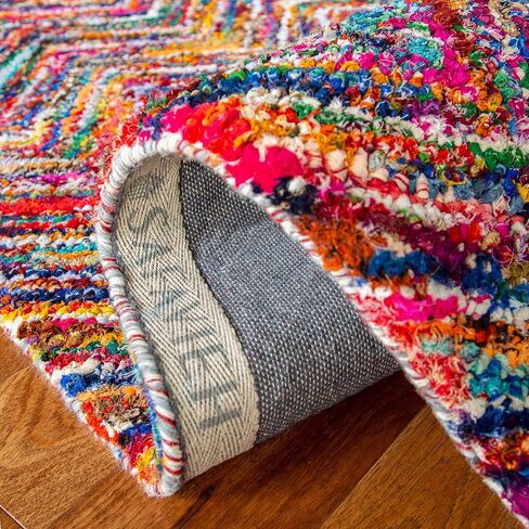 SAFAVIEH Nantucket Collection Area Rug - 5' x 7'6", Multi, Handmade Boho Chevron Cotton, Ideal for High Traffic Areas in Living Room, Bedroom (NAN311A) in Saudi Arabia