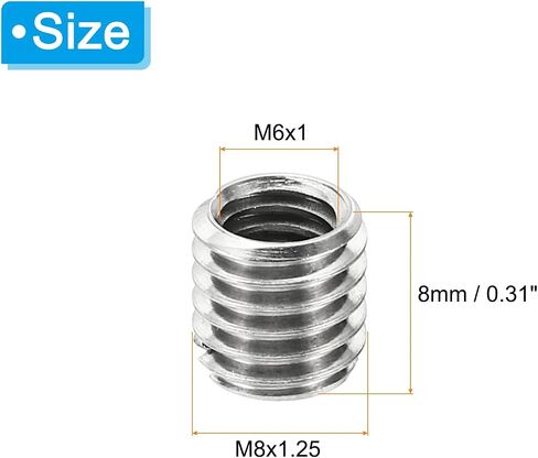 محولات خيط PATIKIL كم تقليل الجوز، 20 قطعة M12x1.75 ذكر إلى M6x1 أنثى إصلاح إدراج الجوز المسمار المخفض قفل الفولاذ المقاوم للصدأ 15 مم in Saudi Arabia