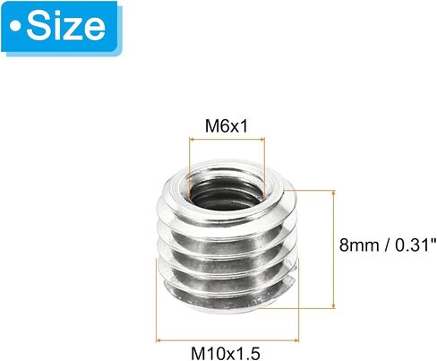 محولات خيط PATIKIL كم تقليل الجوز، 20 قطعة M12x1.75 ذكر إلى M6x1 أنثى إصلاح إدراج الجوز المسمار المخفض قفل الفولاذ المقاوم للصدأ 15 مم in Saudi Arabia