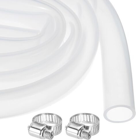 MECCANIXITY 5ft Clear Silicone Rubber Tubing 1/2" ID Plastic Tube Flexible Air Hose for Brewing, Wine Making, Pump Siphon, 13mm x 17mm, with 2pcs Clamps in Saudi Arabia