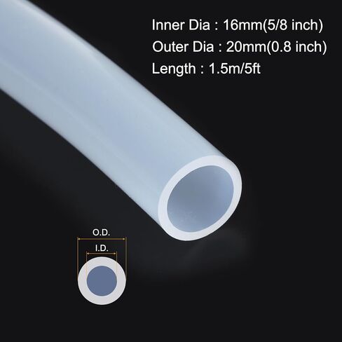 MECCANIXITY 5ft Clear Silicone Rubber Tubing 1/2" ID Plastic Tube Flexible Air Hose for Brewing, Wine Making, Pump Siphon, 13mm x 17mm, with 2pcs Clamps in Saudi Arabia