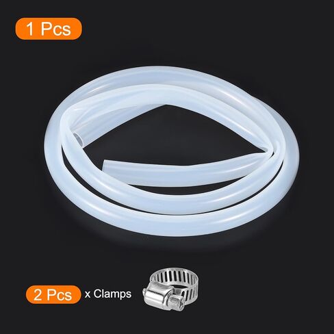 MECCANIXITY 5ft Clear Silicone Rubber Tubing 1/2" ID Plastic Tube Flexible Air Hose for Brewing, Wine Making, Pump Siphon, 13mm x 17mm, with 2pcs Clamps in Saudi Arabia