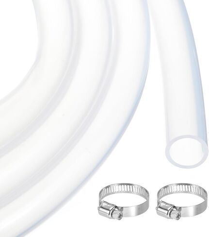 MECCANIXITY 5ft Clear Silicone Rubber Tubing 1/2" ID Plastic Tube Flexible Air Hose for Brewing, Wine Making, Pump Siphon, 13mm x 17mm, with 2pcs Clamps in Saudi Arabia