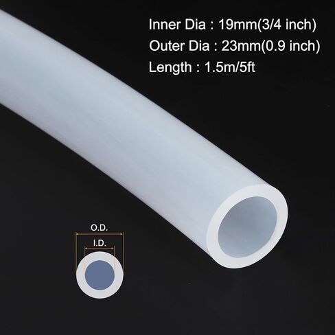 MECCANIXITY 5ft Clear Silicone Rubber Tubing 1/2" ID Plastic Tube Flexible Air Hose for Brewing, Wine Making, Pump Siphon, 13mm x 17mm, with 2pcs Clamps in Saudi Arabia