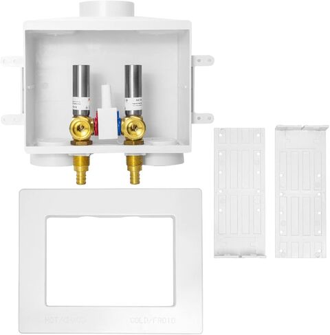 EFIELD Double Drain Washing Machine (Laundry) Outlet Box,1/2-inch Crimp Pex F1807 Inlet, Single Control Valve, Copper Water Hammer Arrestor in Kuwait