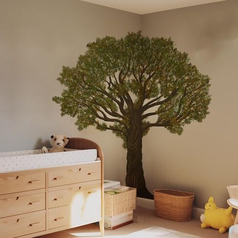 funlife Original Hand Drawn Huge Olive Tree Wall Decals, Tree Wall Art Stickers Wall Decor for Living Room Boys and Natural Gender Room Playroom, Huge Olive Tree 83.86"x86.61" in Saudi Arabia